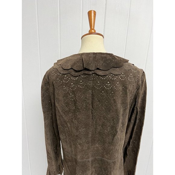 Cold Creek women's 100% leather jacket button front brown size L - Picture 12 of 13